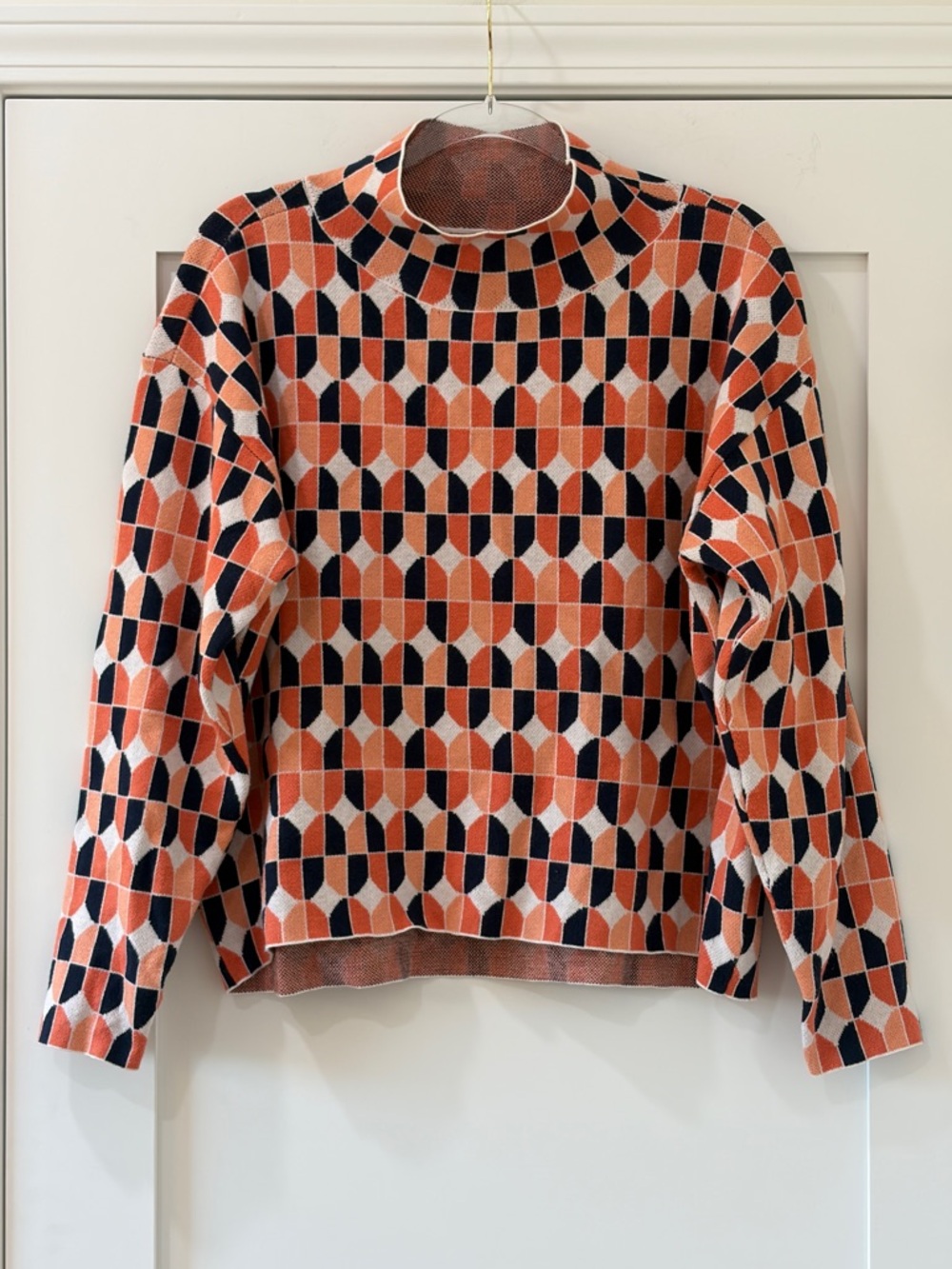 Anthropologie Maeve Intarsia Geo Carys Mock Neck Sweater - Size M - Picture 3 of 11